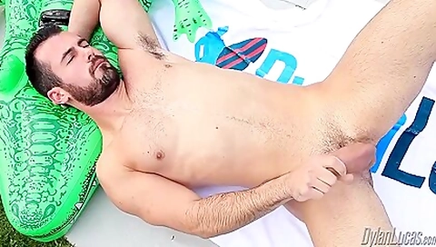 Brock Cooper In Beautiful Cums Next To A Swimming Pool